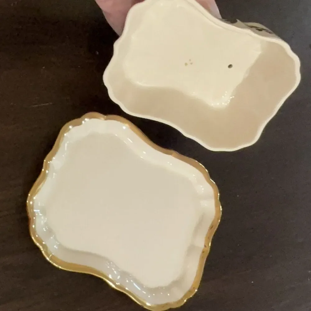 Lancaster & Sandland Ware Lidded Butter Dish Cream Gold Wheat Ceramic VG